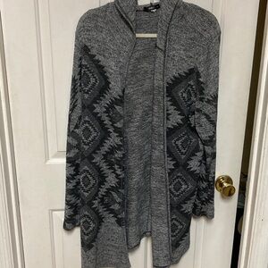 Ing Charcoal and Black Patterned Women's Cardigan